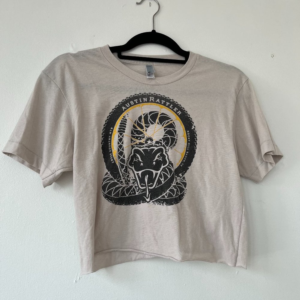 Cropped Snake T-Shirt - Light Blue